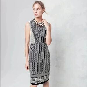 J Crew Black White Paneled Geometric Sheath Dress size 6 rtr7